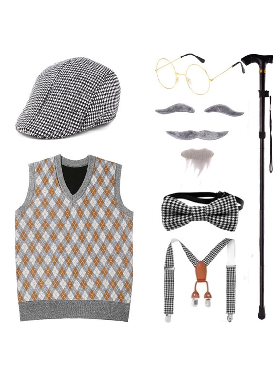 Gentleman Costume for Kids - 100 Days of School Costume for Boys - Grandpa Costume Set