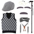 thumbnail image 1 of Gentleman Costume for Kids - 100th Day of School Grandpa Costume for Boys,Child 100 Year Old Person Cosplay Outfit, 1 of 3