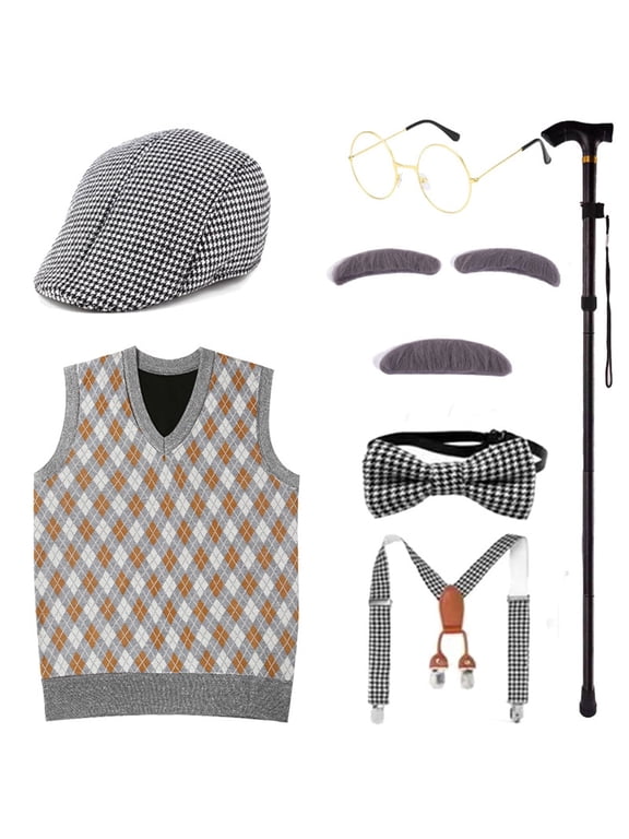 Gentleman Costume for Kids - 100th Day of School Grandpa Costume for Boys,Child 100 Year Old Person Cosplay Outfit