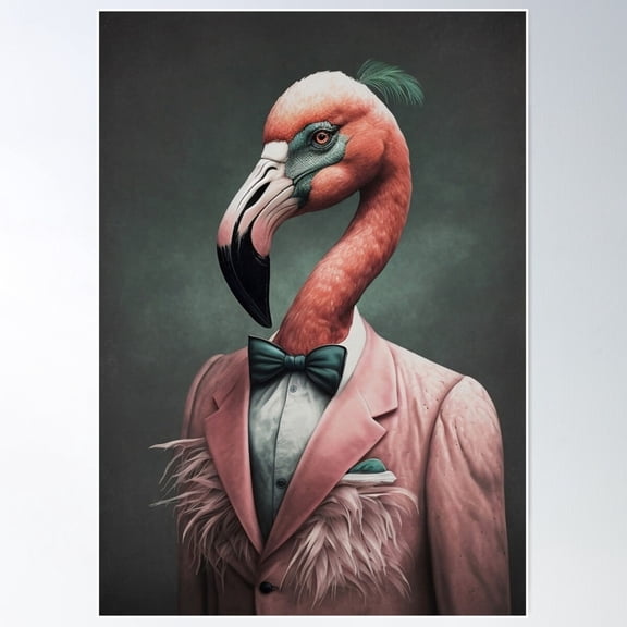 Gentleman Flamingo #1 Poster Wall Art Modern Wall Decor For Living Room Bedroom