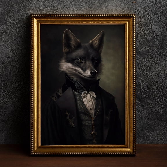 Gentleman Fox Portrait Vintage Victorian Animal Art Poster 16x24 UNFRAMED