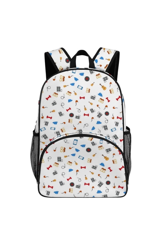 Gentleman Hipster Seamless Pattern Big Student Laptop Backpack For College Women Middle High Teen Bookbag Travel Daypack