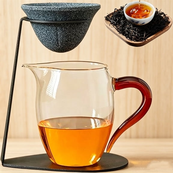 Gentleman Non-Porous Ceramic Coffee Tea Filter with Non-Slip Stand, Food-Grade Reusable Pour Over Dripper, Easy Clean for 1-2 Cups Home Coffee Maker Brewing