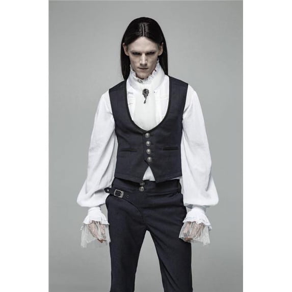 Gentleman Punk Simple Vest, Gray - Small