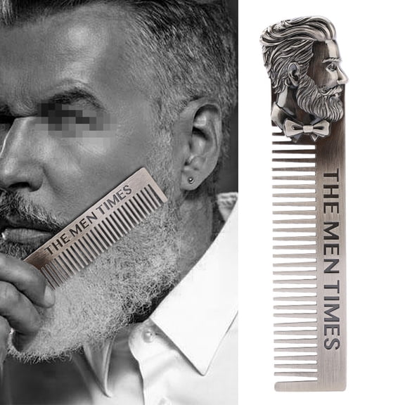 Gentleman Shape Stainless Steel Portable Pocket Beard and Mustache Comb, 5.8 inches / 14.8 cm
