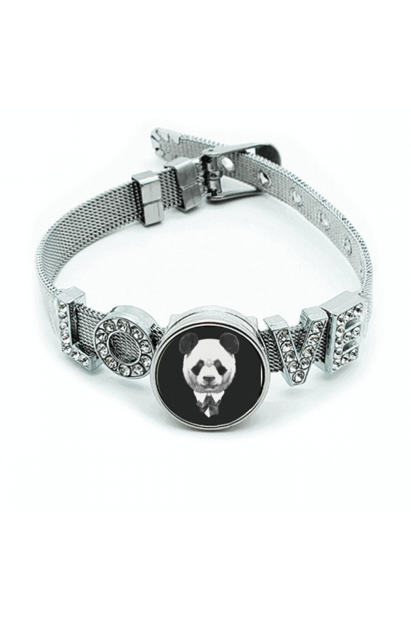 Gentleman Suit Handsome Panda Treasure Bracelet Wristband Crystal Love Adjustable Bangle