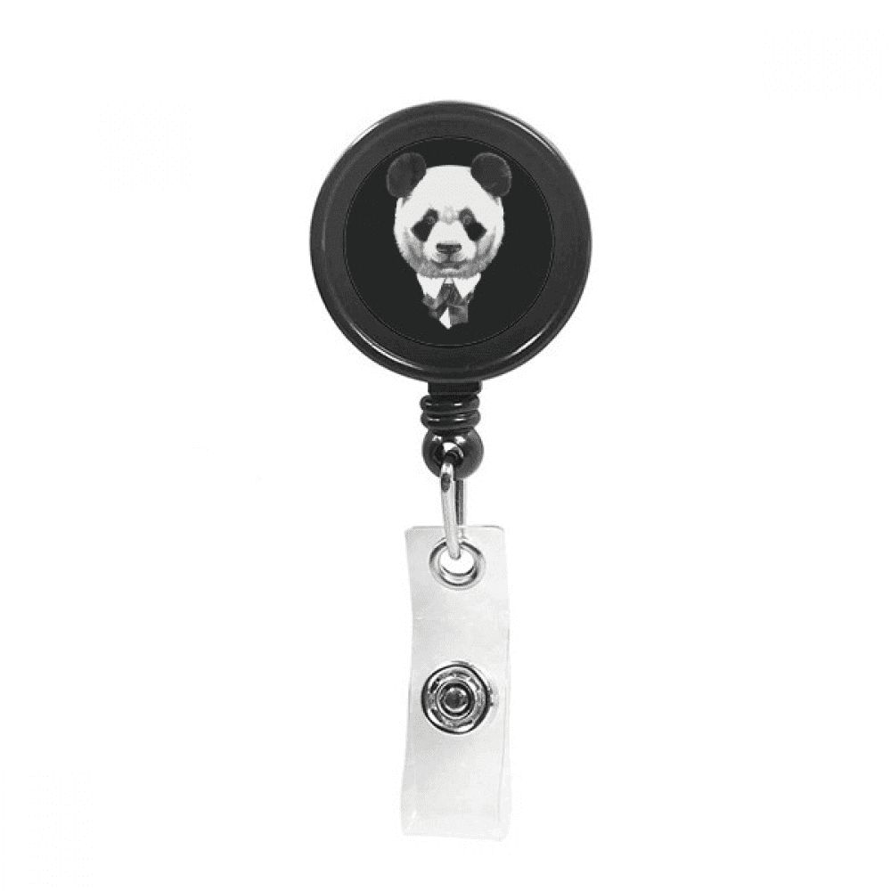 Gentleman Suit Handsome Panda Treasure Retractable Keychain Badge Holder ID Badge