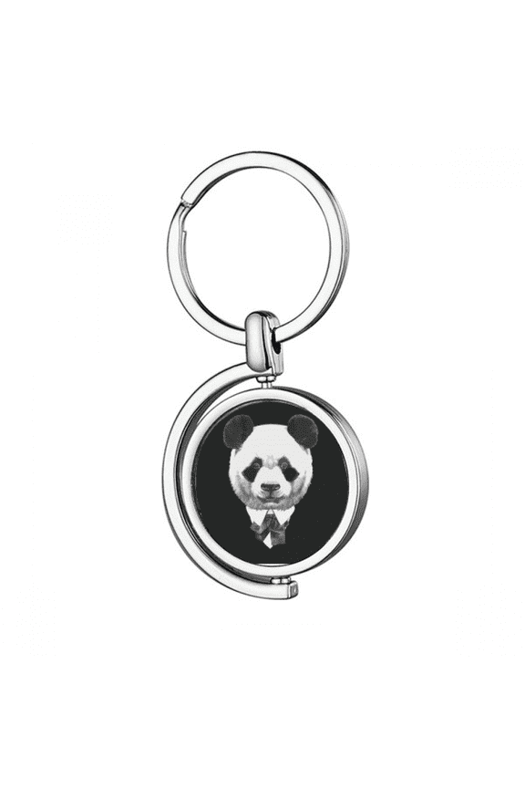 Gentleman Suit Handsome Panda Treasure Rotating Keychain Metal Keyring Holder