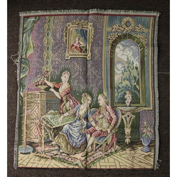 Gentleman and Woman Reunion Fine Authentic Italian Wall Tapestry