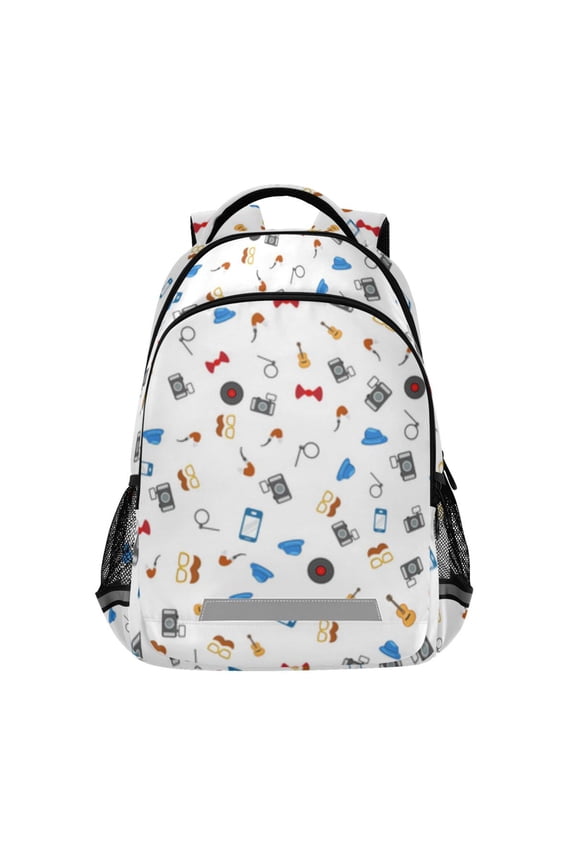 Gentleman hipster seamless pattern Backpacks with Safety Reflective Strips, Travel Bag, Backpack