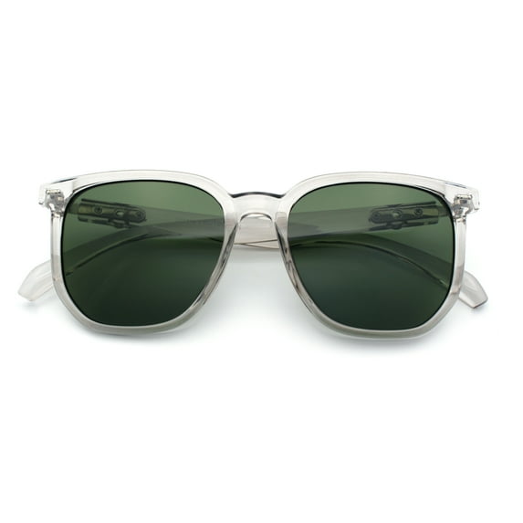 Gentlemanly Fancy Metal Hinge Oversized Thin Plastic Horn Rim Sunglasses Slate - Green
