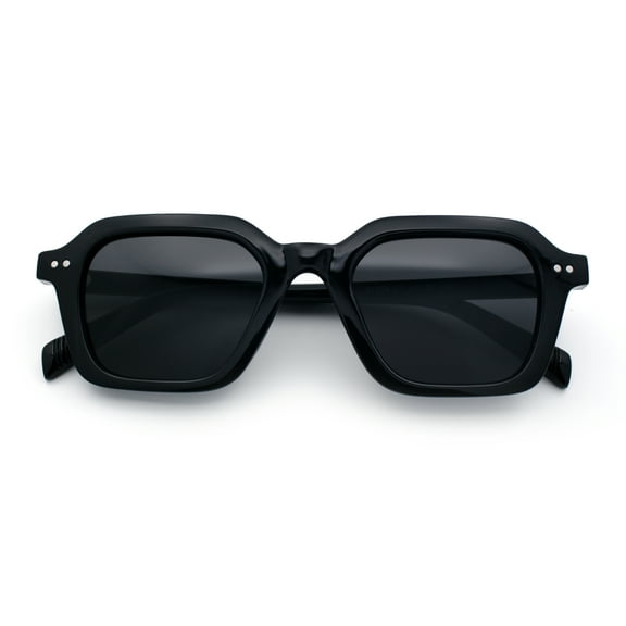Gentlemanly Hipster Boho Horn Rim Retro Plastic Hustler Sunglasses All Black