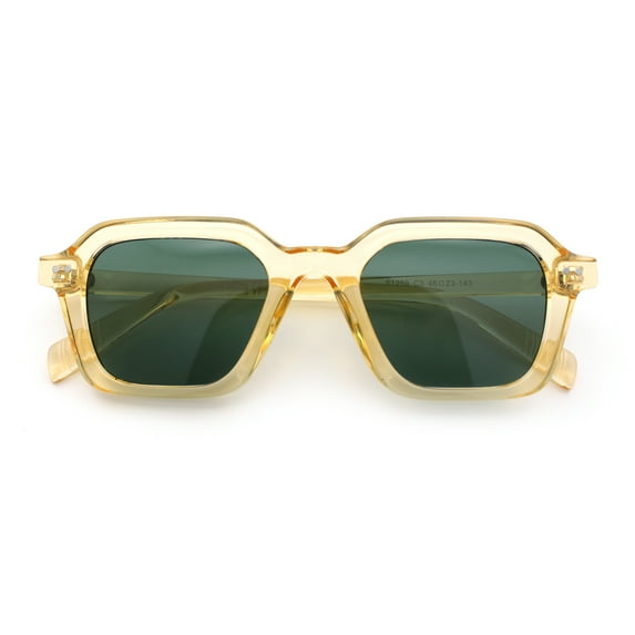 Gentlemanly Hipster Boho Horn Rim Retro Plastic Hustler Sunglasses Yellow - Green