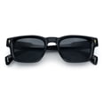 thumbnail image 1 of Gentlemanly Hipster Narrow Rectangle Horn Rim Mens Plastic Sunglasses All Black, 1 of 8