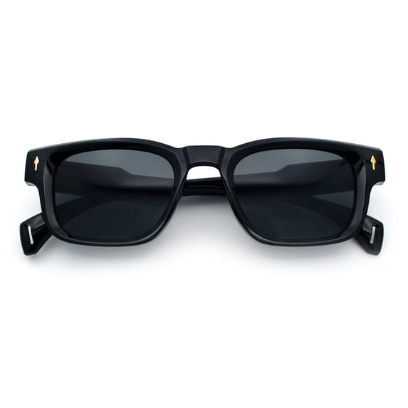 Gentlemanly Hipster Narrow Rectangle Horn Rim Mens Plastic Sunglasses All Black
