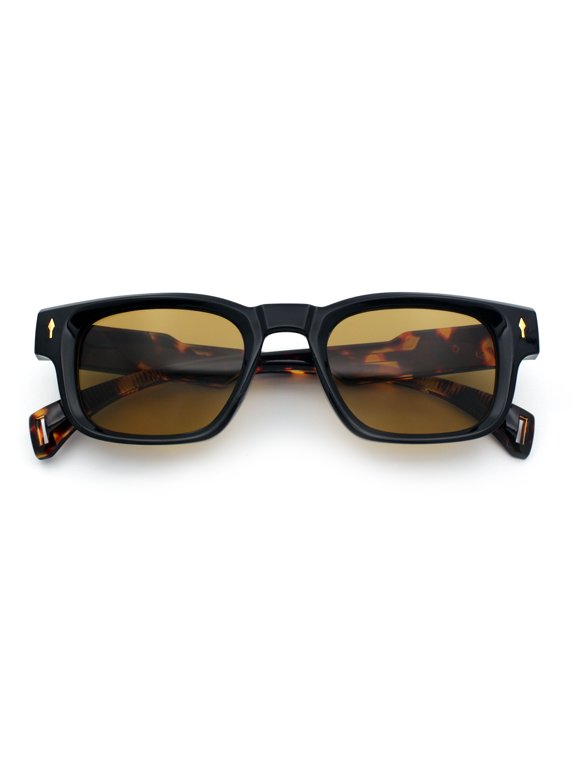 Gentlemanly Hipster Narrow Rectangle Horn Rim Mens Plastic Sunglasses Black Tortoise - Brown