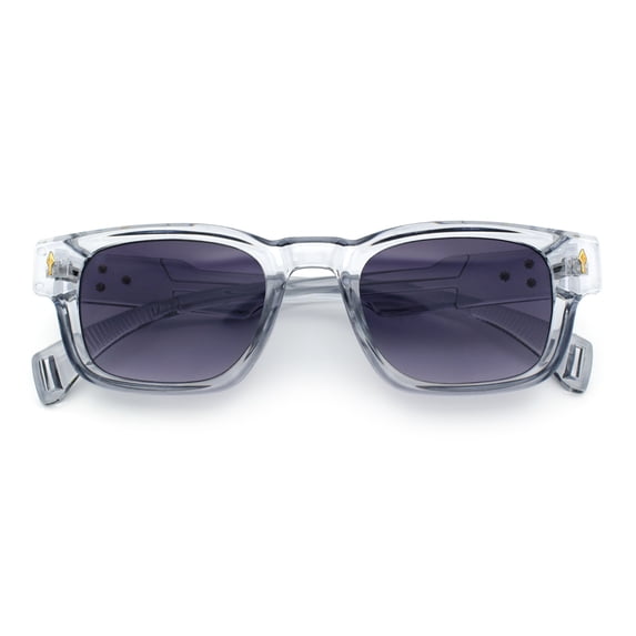 Gentlemanly Hipster Narrow Rectangle Horn Rim Mens Plastic Sunglasses Slate - Smoke