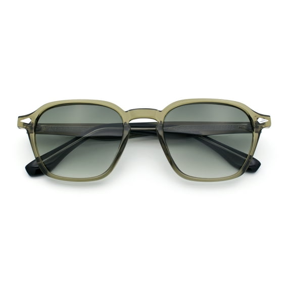 Gentlemanly Keyhole Bridge Thin Horn Rim Hipster Fashion Sunglasses Dark Green - Green
