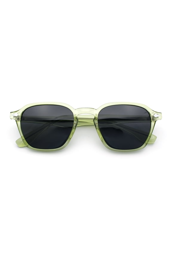 Gentlemanly Keyhole Bridge Thin Horn Rim Hipster Fashion Sunglasses Light Green - Black