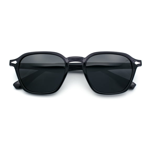 Gentlemanly Keyhole Bridge Thin Horn Rim Hipster Fashion Sunglasses Slate - Black