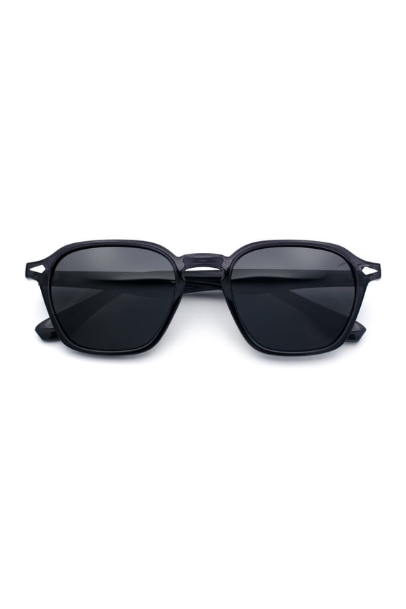 Gentlemanly Keyhole Bridge Thin Horn Rim Hipster Fashion Sunglasses Slate - Black