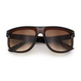 thumbnail image 1 of Gentlemanly Oversized Curved Top Racer Plastic Horned Retro Sunglasses All Brown, 1 of 7