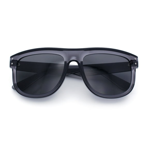 Gentlemanly Oversized Curved Top Racer Plastic Horned Retro Sunglasses Slate - Black