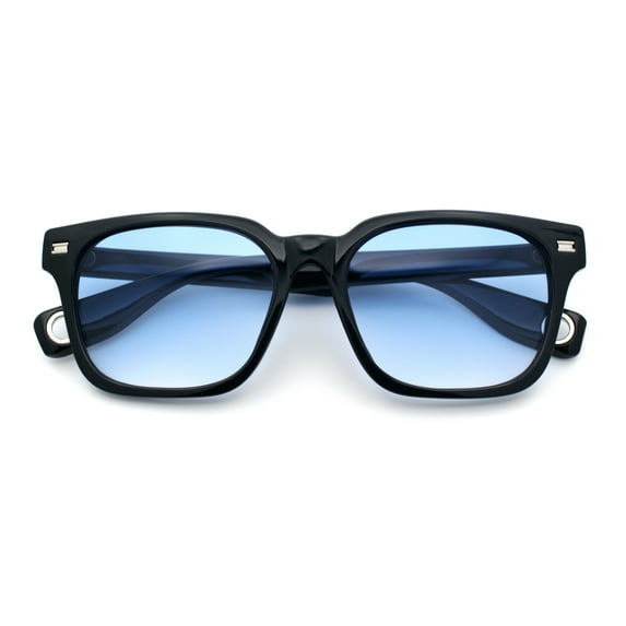 Gentlemanly Retro Fashion Vintage Vibe Horn Rim Rectangle Plastic Sunglasses Black - Blue