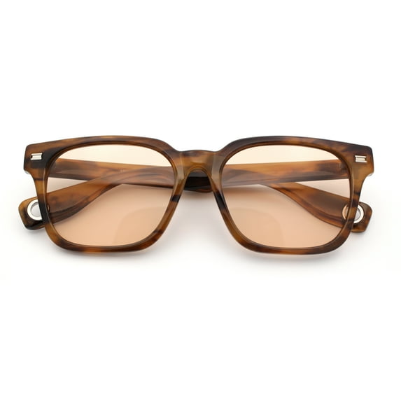 Gentlemanly Retro Fashion Vintage Vibe Horn Rim Rectangle Plastic Sunglasses Tortoise - Beige