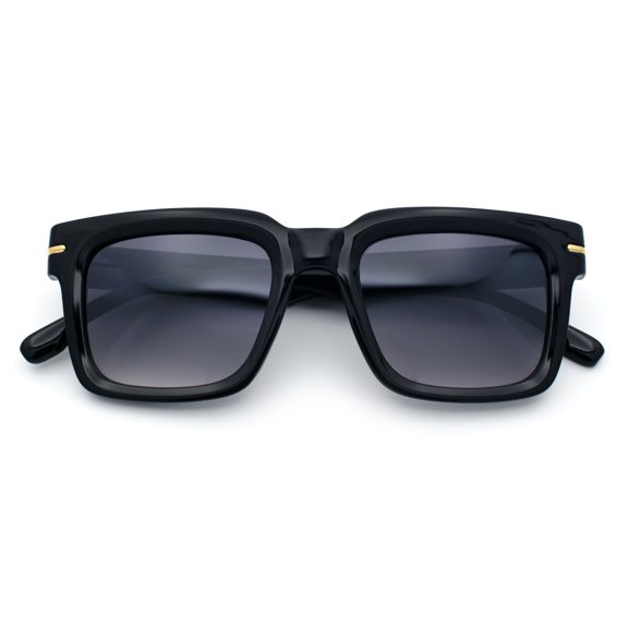 Gentlemanly Retro Thick Horn Rim Oversized Plastic Fashion Sunglasses Black - Smoke