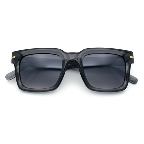 Gentlemanly Retro Thick Horn Rim Oversized Plastic Fashion Sunglasses Slate - Smoke