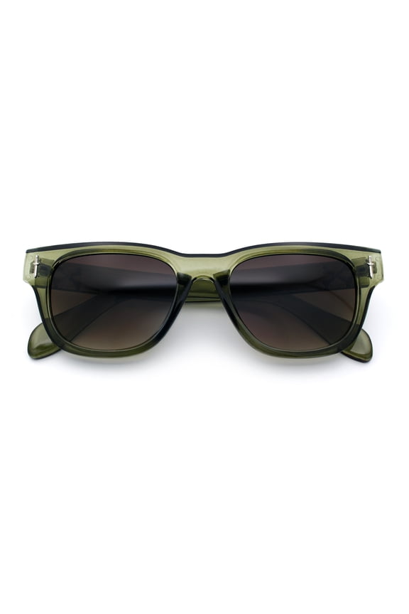 Gentlemans Cross Bone Dagger Emblem Horn Rim Plastic Retro Sunglasses Green - Brown