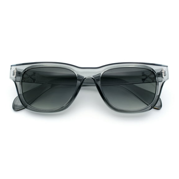 Gentlemans Cross Bone Dagger Emblem Horn Rim Plastic Retro Sunglasses Slate - Green