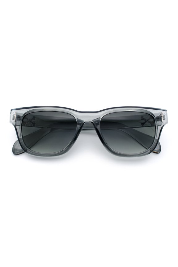 Gentlemans Cross Bone Dagger Emblem Horn Rim Plastic Retro Sunglasses Slate - Green