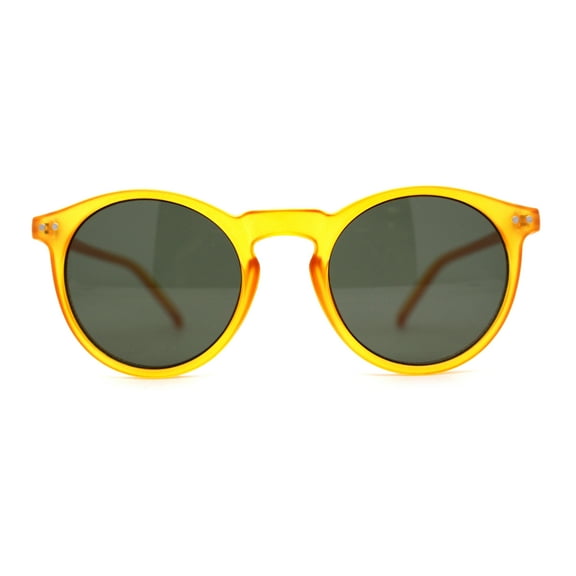 Gentlemans Fashion Round Keyhole High Temple Horned Sunglasses Orange Green