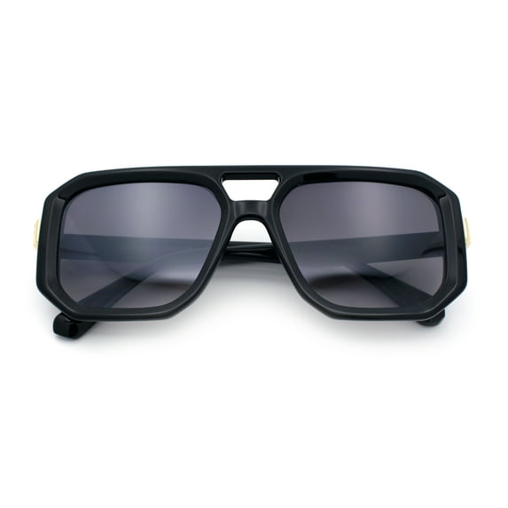 Gentlemans Geometric Flat Top Racer Thick Plastic Hipster Fashion Sunglasses Black -Smoke