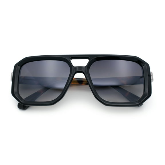 Gentlemans Geometric Flat Top Racer Thick Plastic Hipster Fashion Sunglasses Black Tortoise - Brown