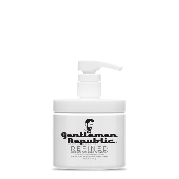 Gentlemen Republic 16oz Refined Hair Gel with Pump – Alcohol-Free, 24 Hour Shine & Hold, Humidity Resistant