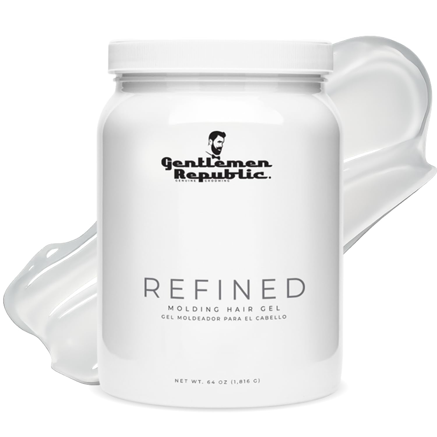 Gentlemen Republic 64oz Refined Hair Gel for Men – Premium Styling Gel, Alcohol-Free, Humidity Resistant, All-Day Shine