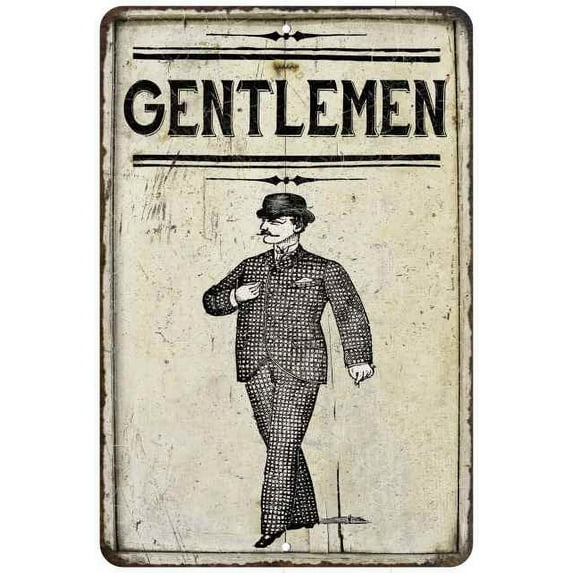 Gentlemen Restroom Sign Vintage Look Chic Distressed 8x12208120020244