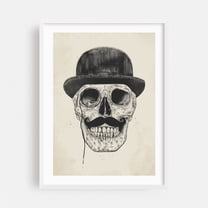 Gentlemen never die - Illustration Skull Black and White Surrealism Sketch Vintage Gothic White Framed Wall Art Print 5 x 7 inches