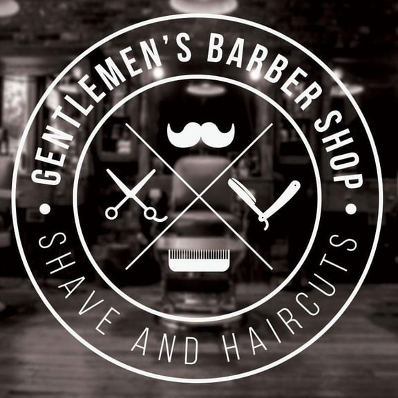 Gentlemen's Man Barber Shop Sticker Haircut Hair Clipper Shavers Poster Vinyl Wall Art Decals Decor Windows 57X57cm