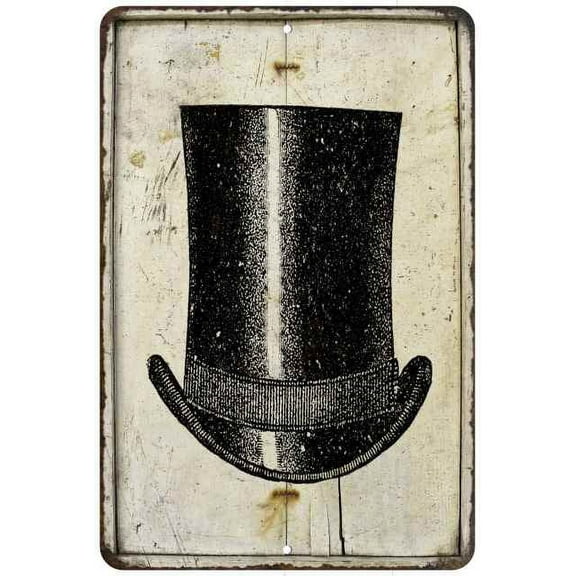 Gentlemen's Top Hat Vintage Look Chic Distressed 12x18112180020188