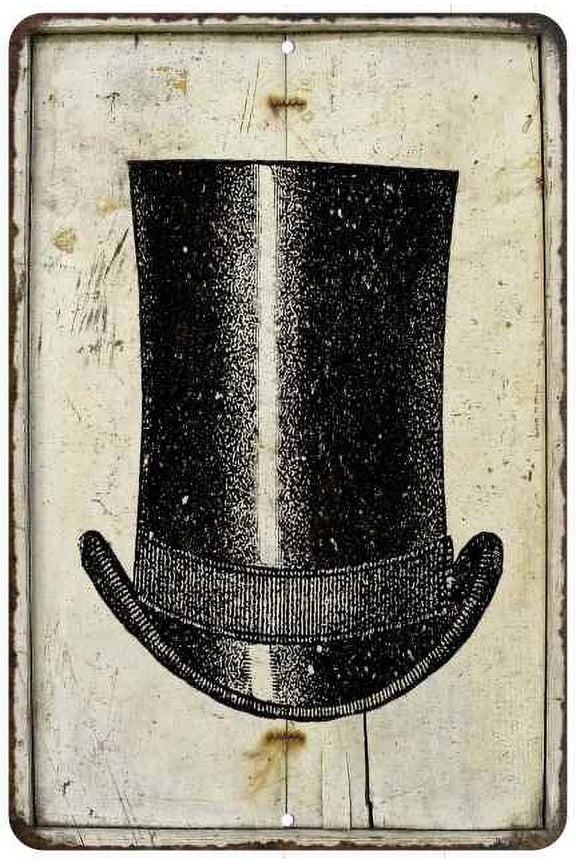 Gentlemen's Top Hat Vintage Look Chic Distressed 12x18112180020188