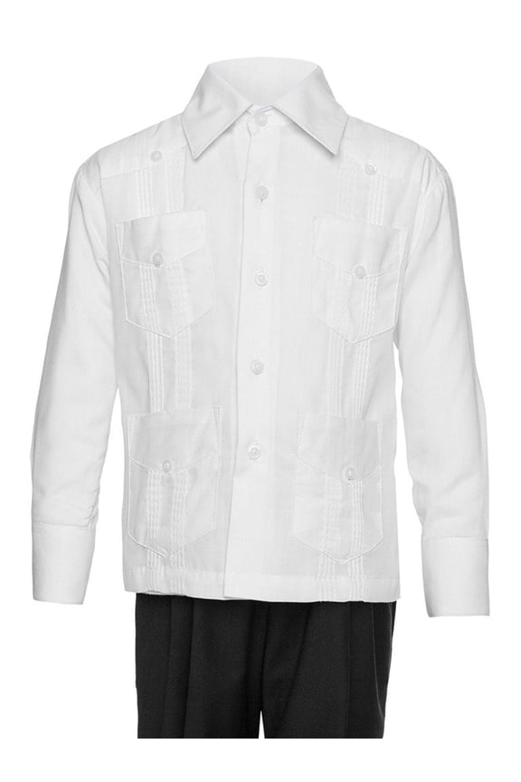 Big Boy's Little boys Long Sleeve/Short Sleeve Linen Look Guayabera Shirt