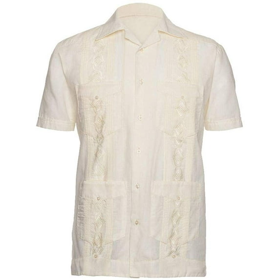 Gentlemens Collection Embroidered Guayabera Shirts for Men - guayaberas para Hombres Cream Medium
