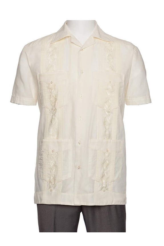 Embroidered Guayabera Shirts for Men - guayaberas para Hombres Cream X-Large