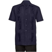 Gentlemens Collection Embroidered Guayabera Shirts for Men - guayaberas para Hombres Navy 3X