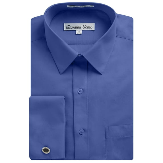 Gentlemens Collection Men's 1916FC French Cuff Solid Dress Shirt - FR. Blue - 17.5 4-5