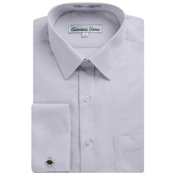 Gentlemens Collection Men's 1916FC French Cuff Solid Dress Shirt - Lavender - 18.5 2-3